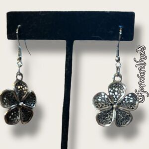 Bundle Sale 3 for $15 | Silver Tone Flower Dangle Earrings